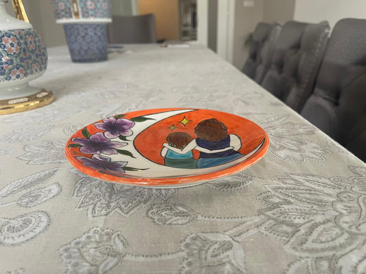 Anne Kız Temalı El İşi Tabak